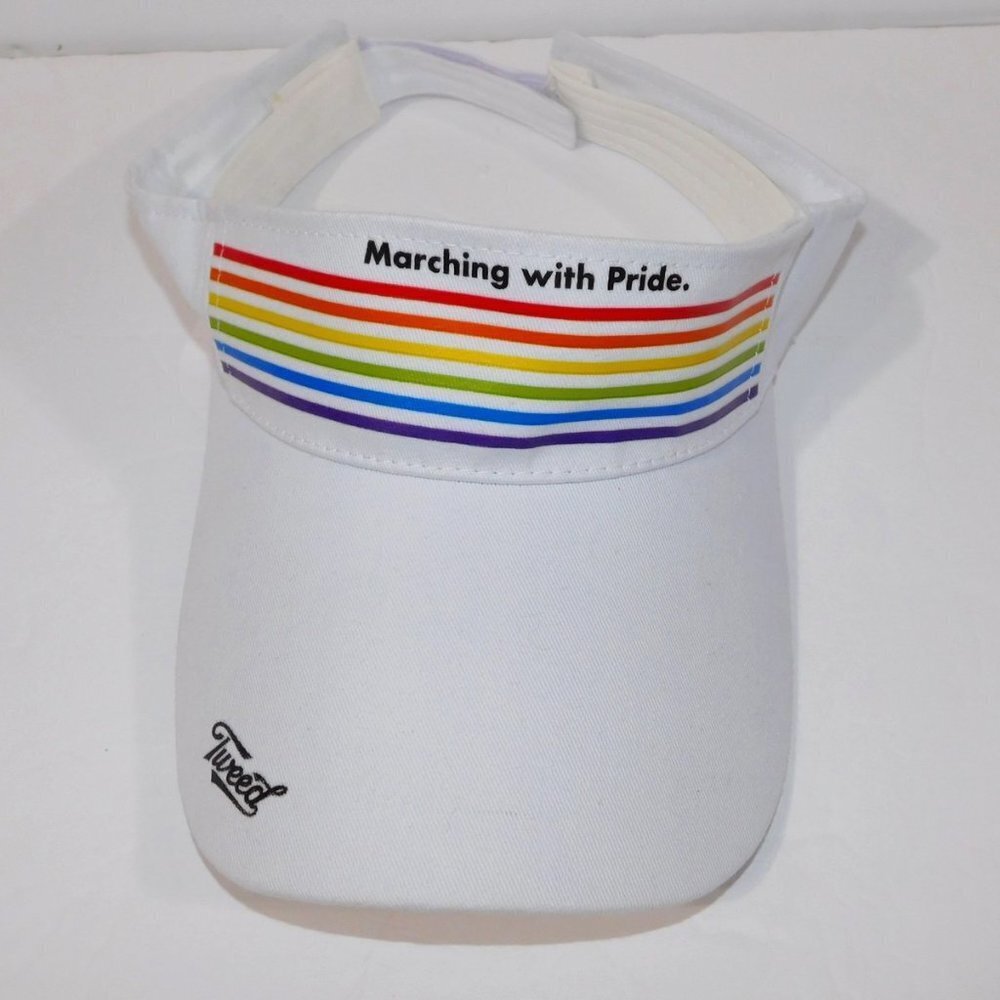 Marching With Pride Visor LGBTQ+ White Rainbow Tweed